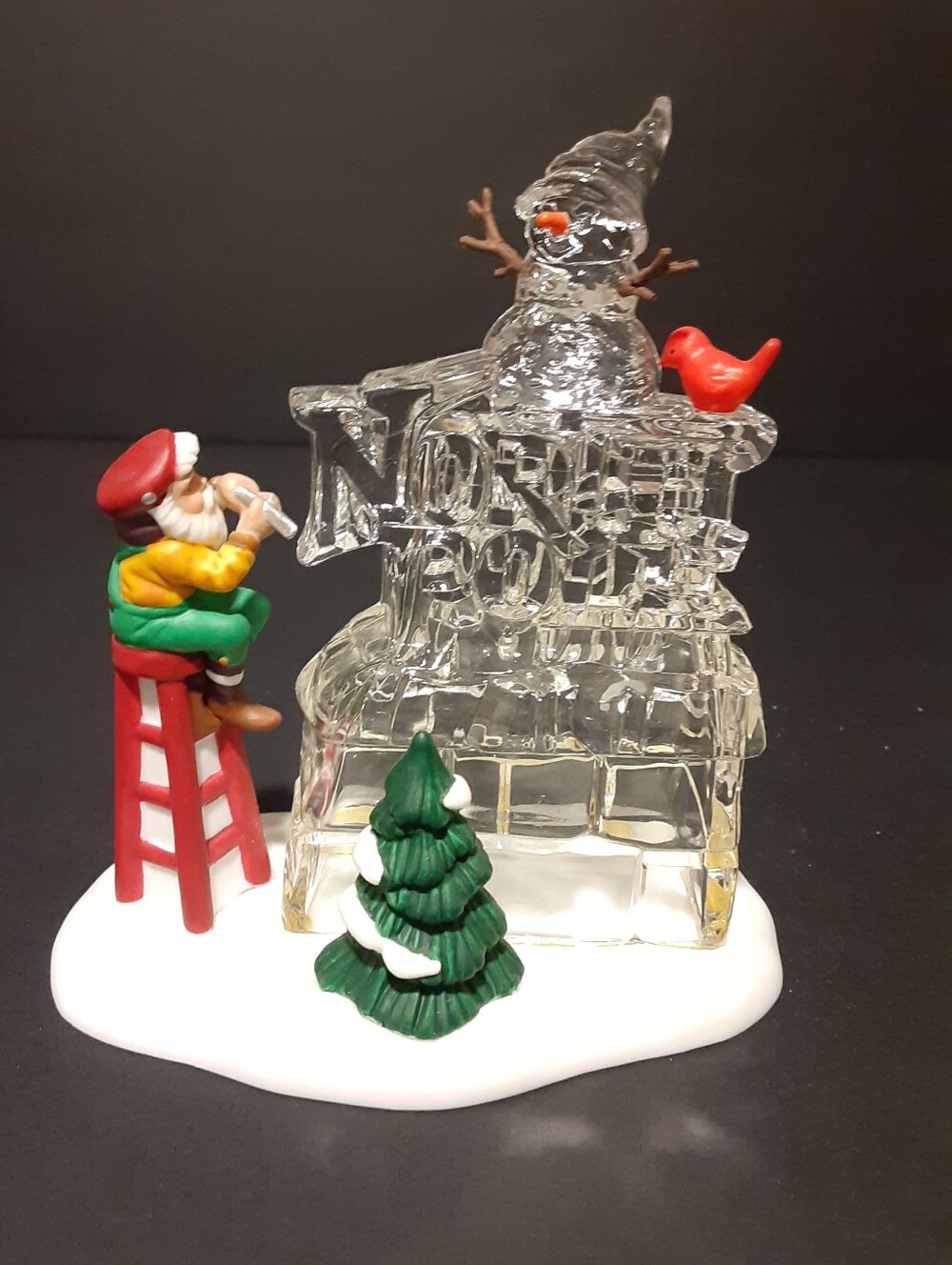 Department 56 A Busy Elf North Pole Sign Ice Sculpture Christmas Village Figure